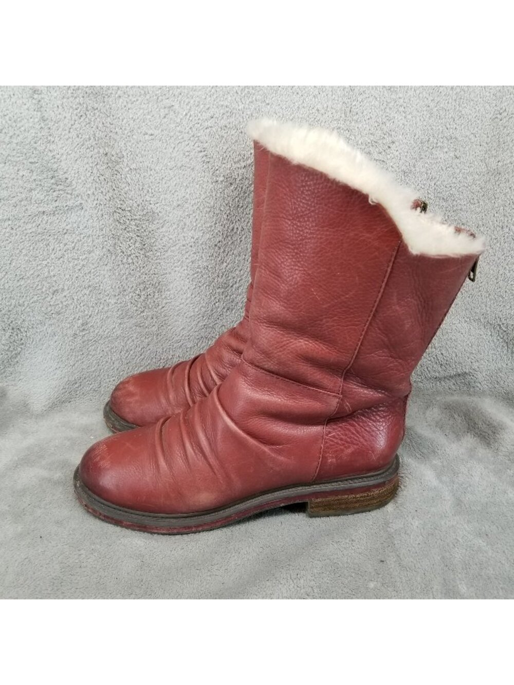 Naya Shoes Womens Size 8 Red Leather Rook Sherpa Lined Boots *Read*